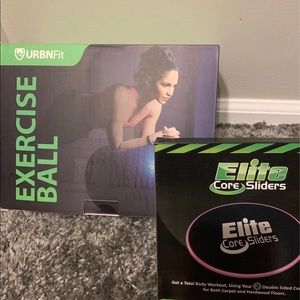 URBNFit exercise ball & 2pk EliteSportz core sliders